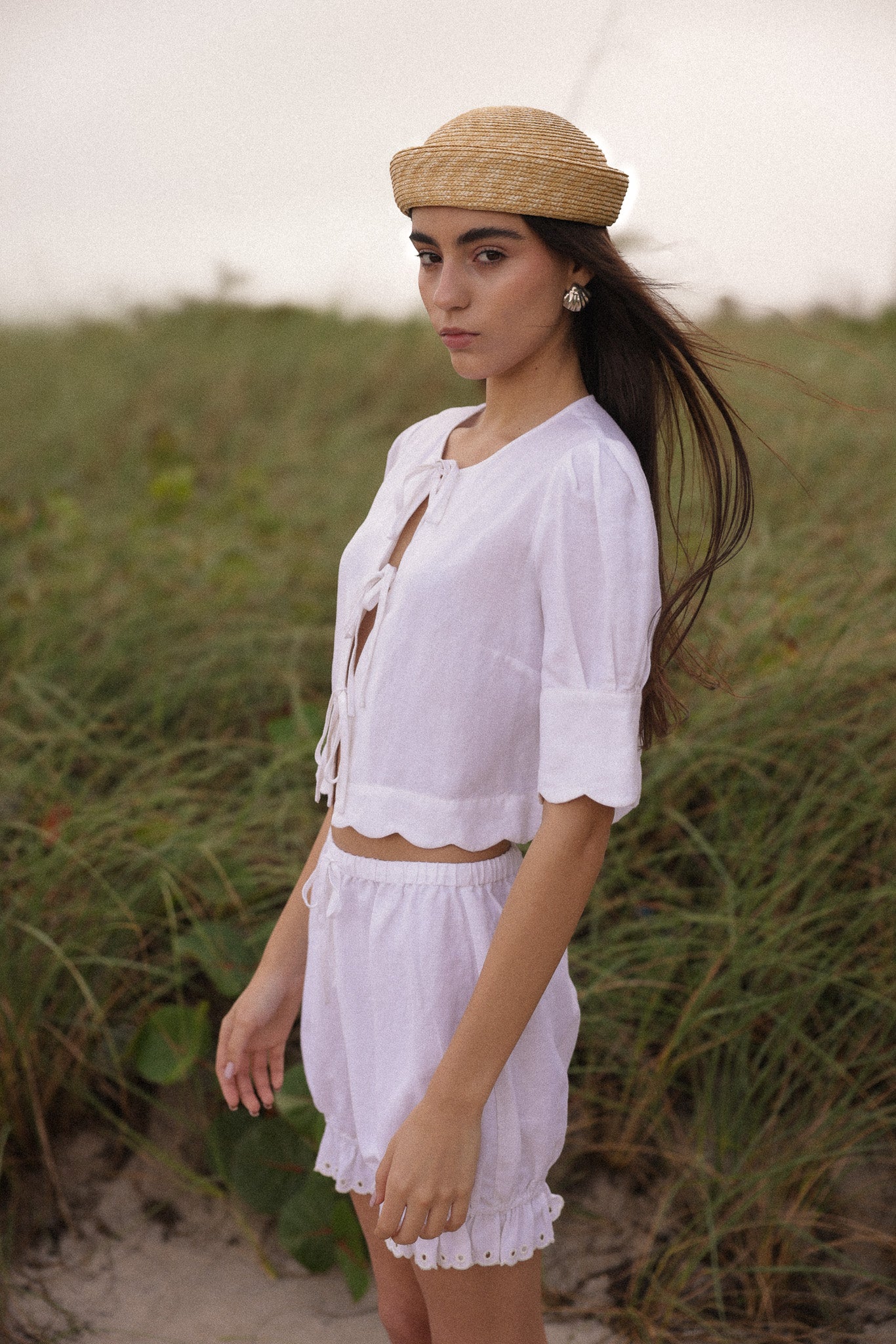 Scalloped Top White - Sister Swim