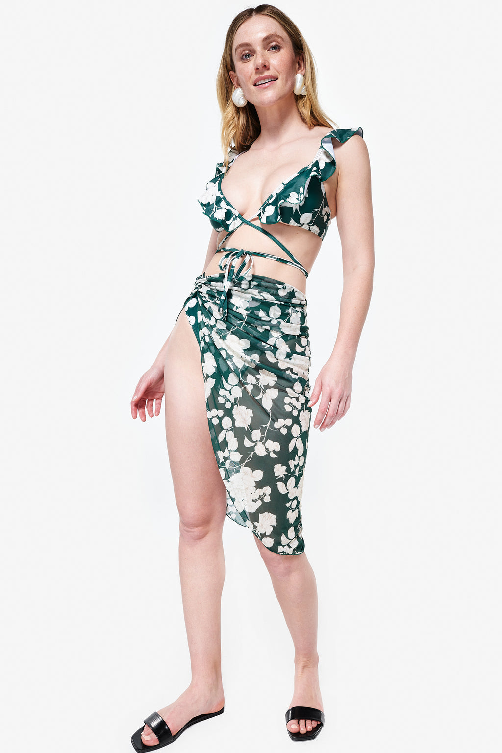 Uptown Pull On Skirt in Green Floral - Sister Swim