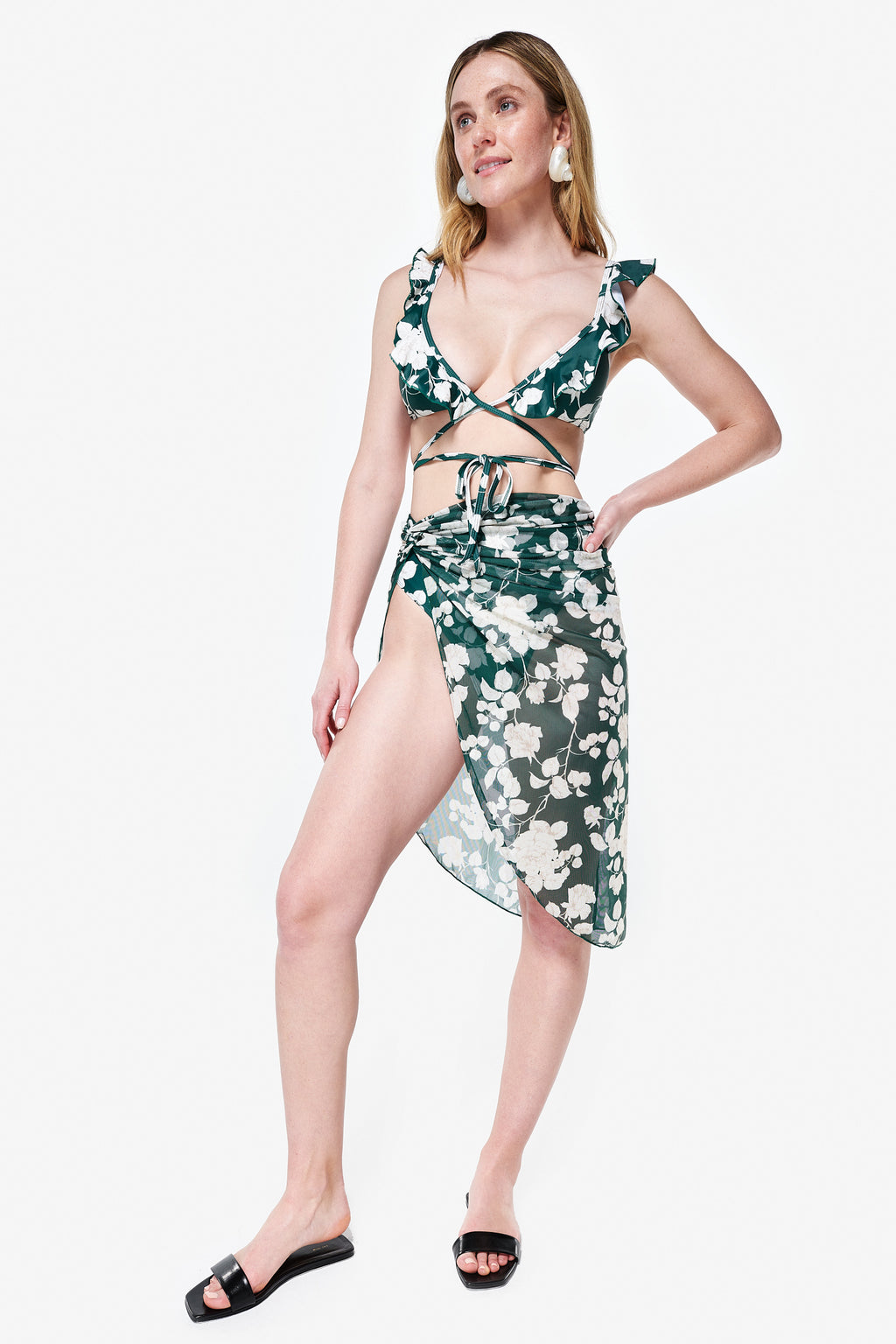 Uptown Pull On Skirt in Green Floral - Sister Swim