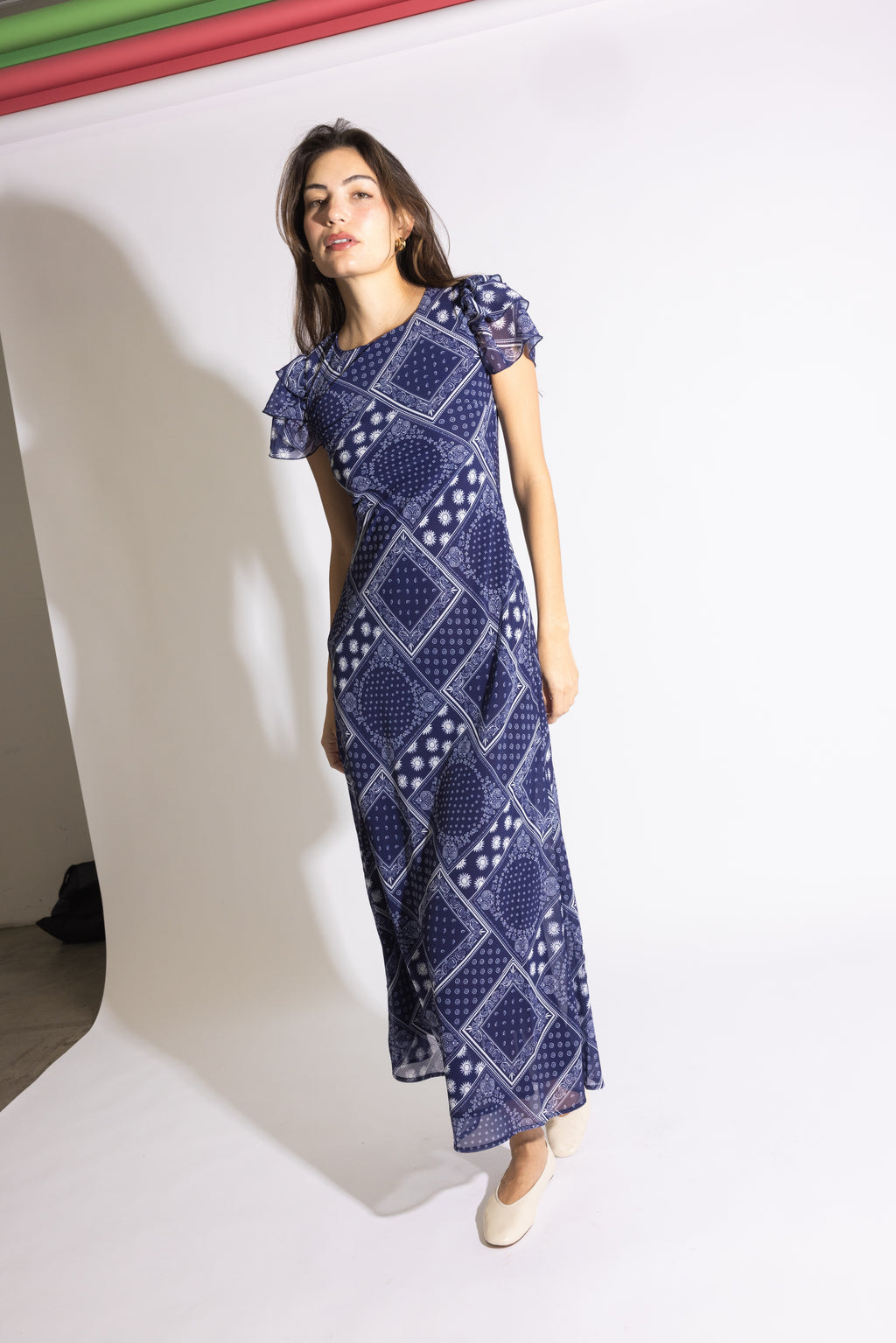 Fox Dress in Navy Bandana