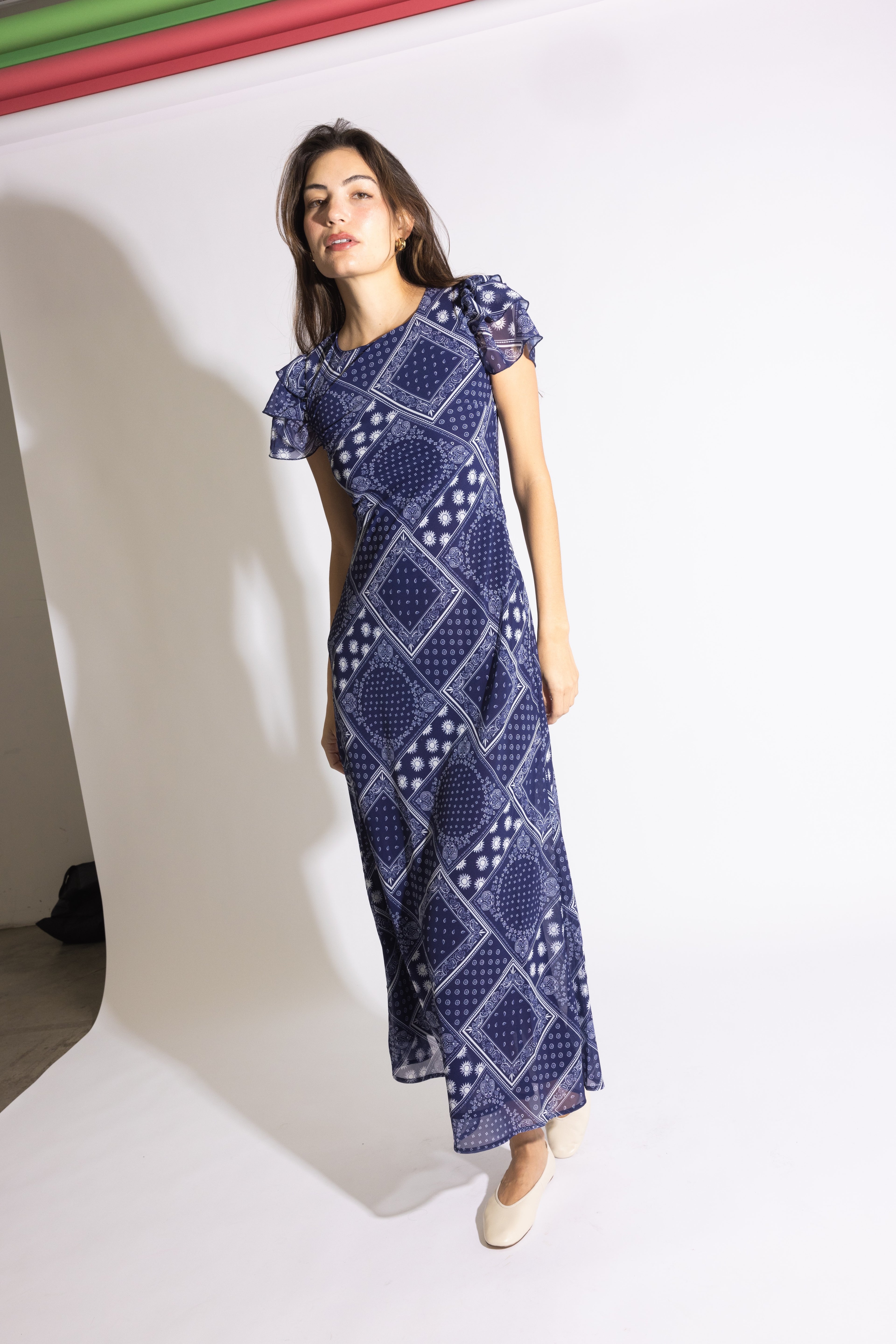 Fox Dress in Navy Bandana