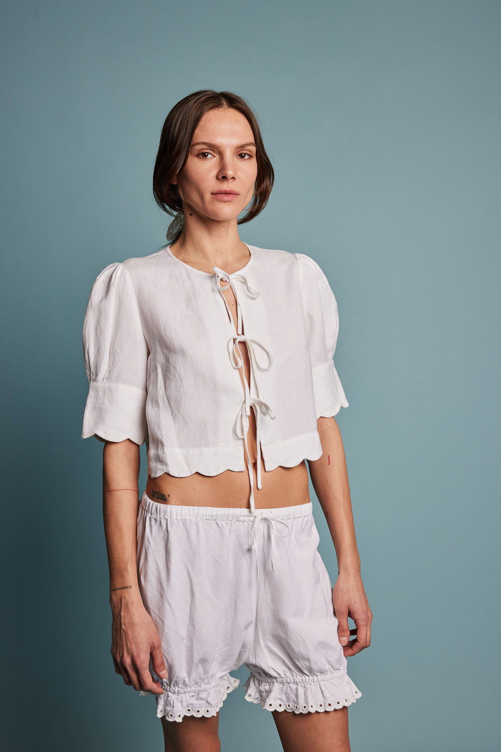 Scalloped Top White - Sister Swim