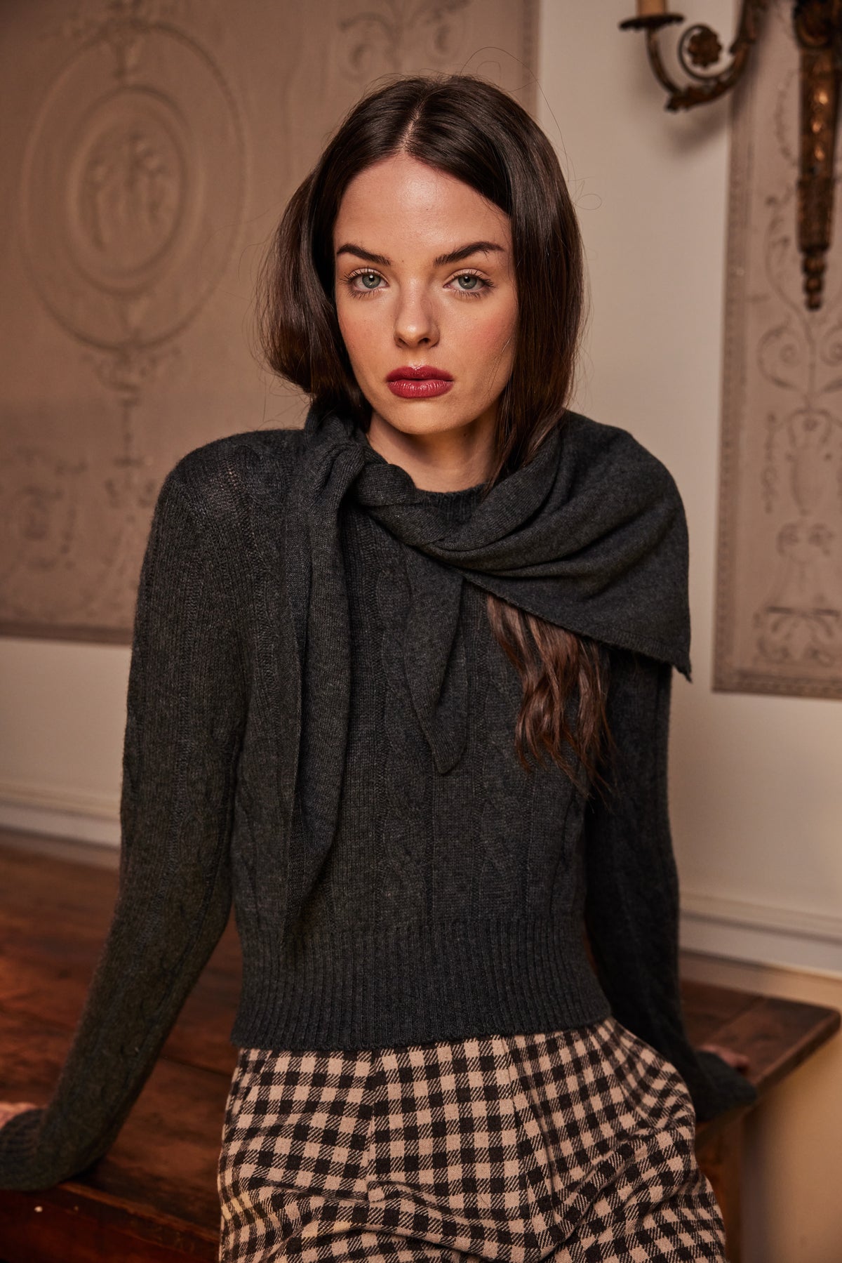 Rosie Triangle Scarf Charcoal