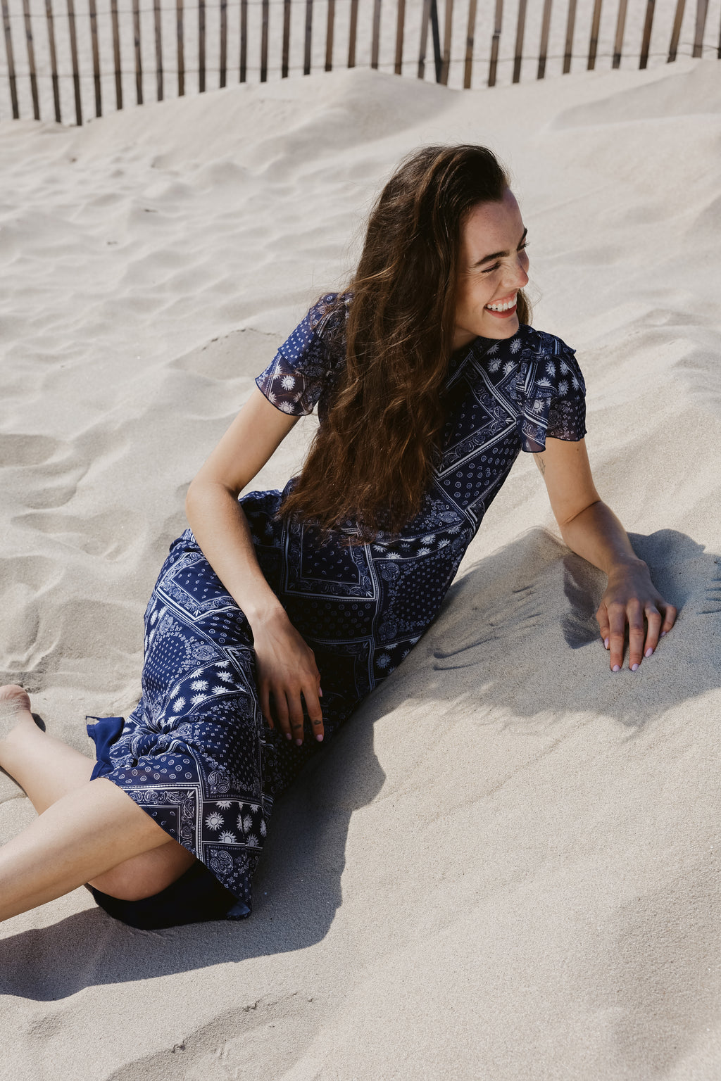 Fox Dress in Navy Bandana