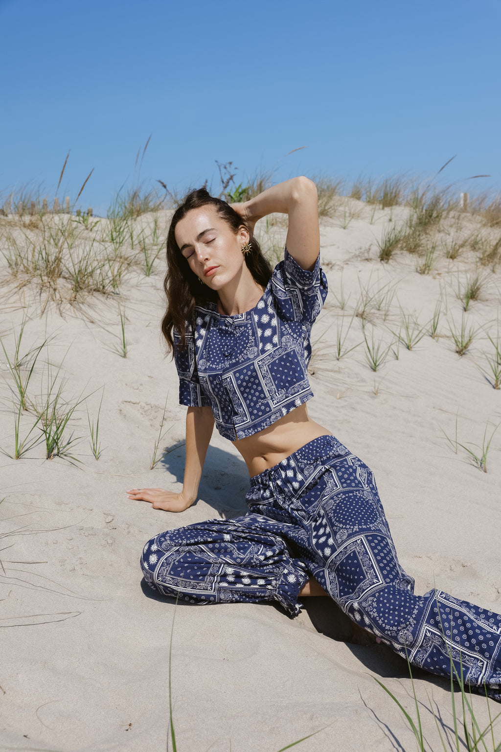 Bloomer Pant Navy Bandana Print