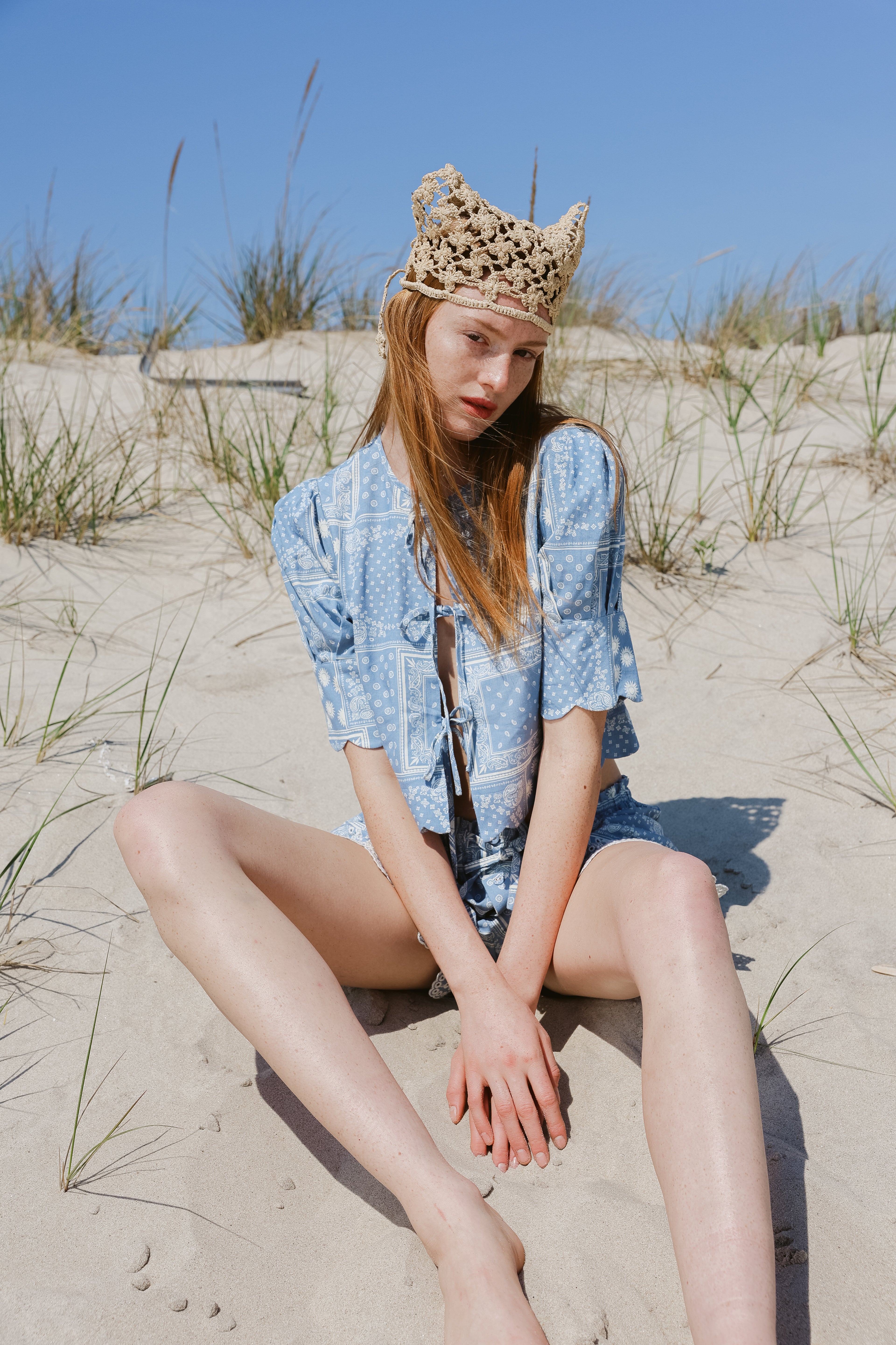 Scalloped Top Sky Bandana Print