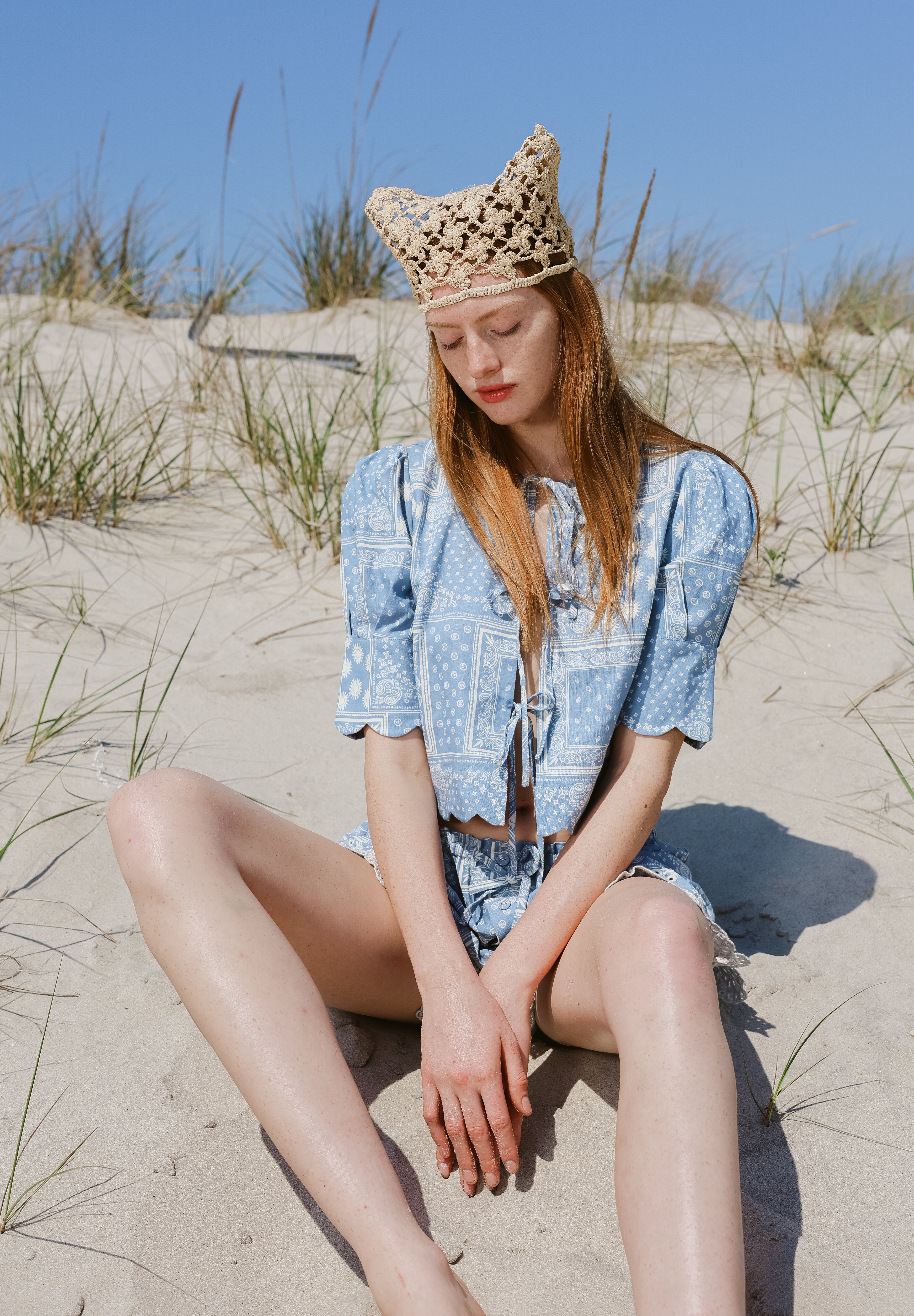 Scalloped Top Sky Bandana Print - Sister NY