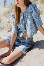 Scalloped Top Sky Bandana Print - Sister NY