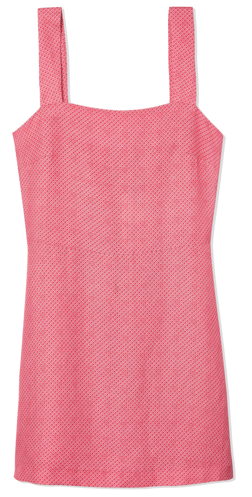 Pink sleeveless summer dress with textured fabric and square neckline, perfect for casual outings and warm weather, available for online purchase at SISTER NY