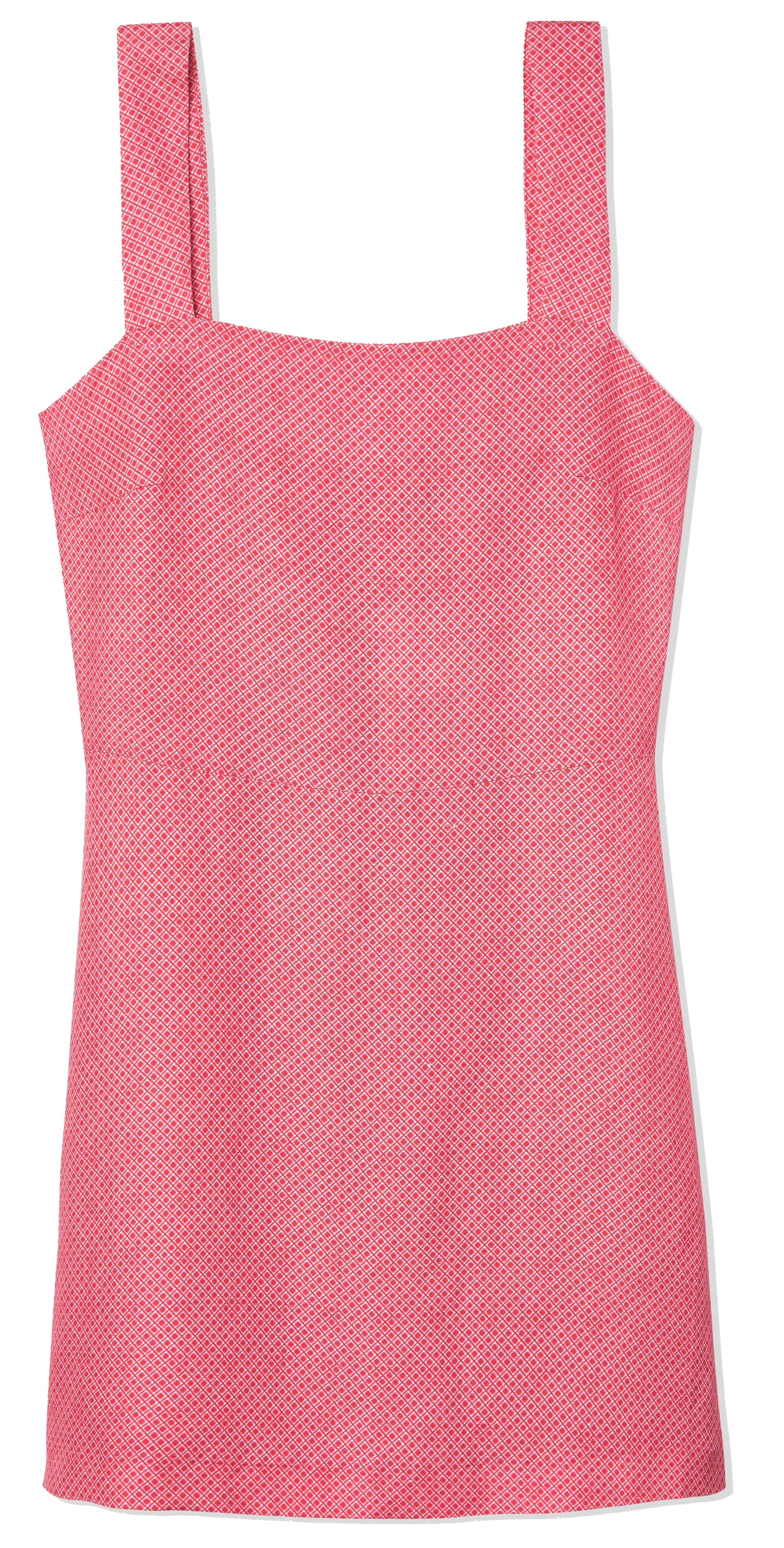 Pink sleeveless summer dress with textured fabric and square neckline, perfect for casual outings and warm weather, available for online purchase at SISTER NY