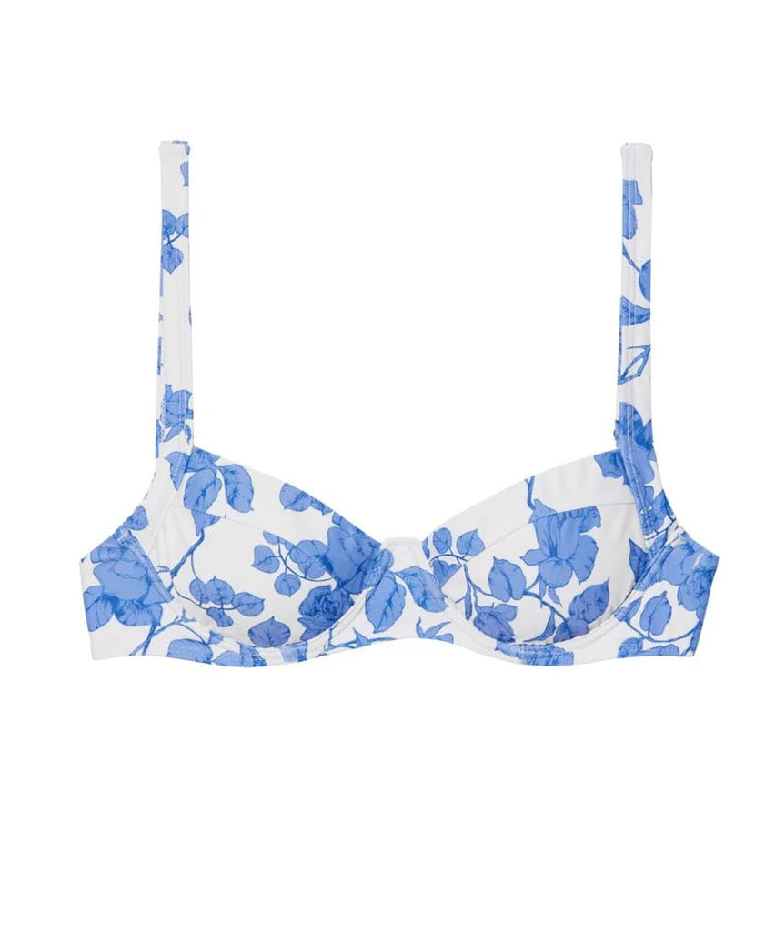 Grace Top in White Blue Floral - Sister Swim